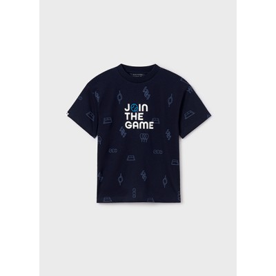 Short sleeve blouse with prints - NAVY BLUE 8Y