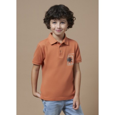 Short sleeve print polo shirt - ORANGE 8Y