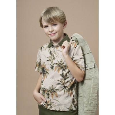 Short sleeve printed polo shirt - KHAKI 14Y