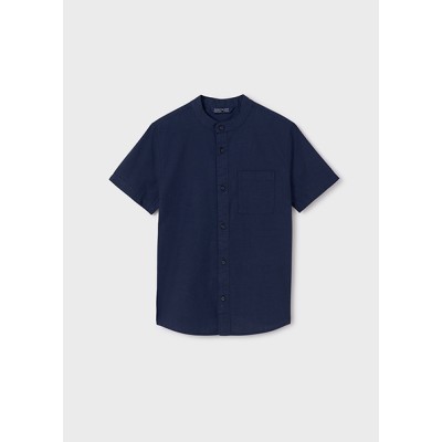 Short sleeve mao collar shirt - NAVY BLUE 10Y