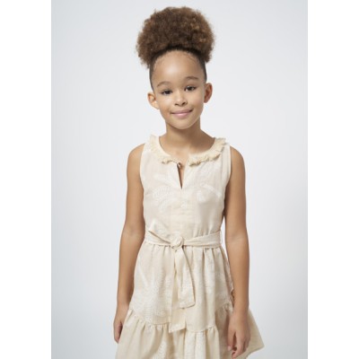 Palm trees dress - BEIGE 14Y