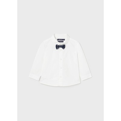 Long sleeve shirt with bow tie - WHITE 18M