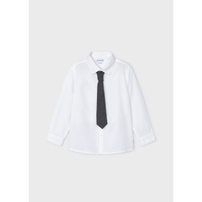 Long Sleeve Shirt with Tie - WHITE 8Y