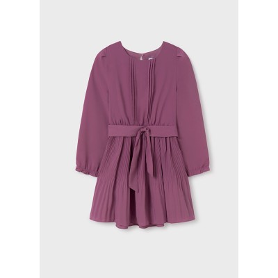 Pleated Crepe Dress - PURPLE 10Y