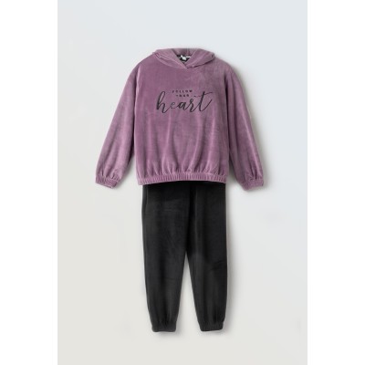 Velvet tracksuit set - PURPLE 8Y