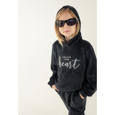 Velvet tracksuit set - BLACK 8Y