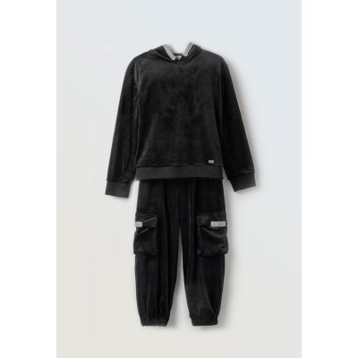 Velvet sequin tracksuit set - BLACK 6Y