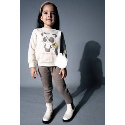 Set of leggings - BEIGE 6Y