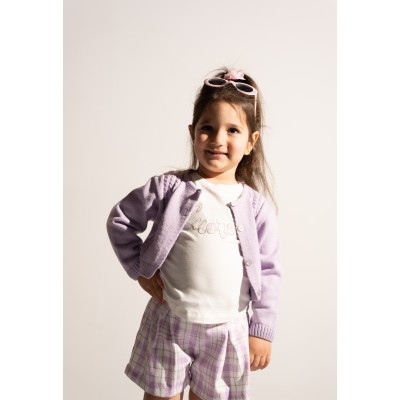 3pc shorts set with cardigan - PURPLE 6Y