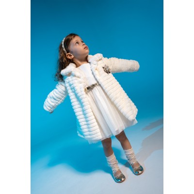 Dress set with fur - WHITE 2Y