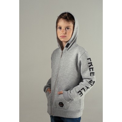 Hooded sweatshirt jacket - MELANGE 8Y