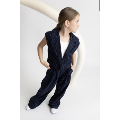 Sleeveless striped vest - BLUE 10Y