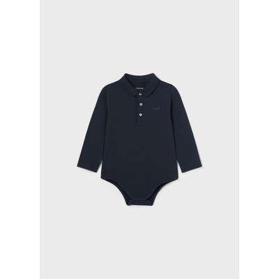 Long sleeve polo bodysuit - NAVY BLUE 18M