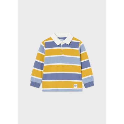 Long sleeve striped polo shirt - YELLOW 12M