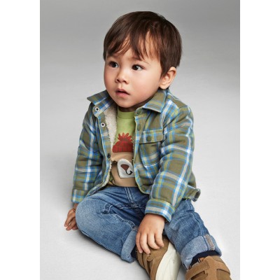 Padded plaid shirt - GREEN 12M