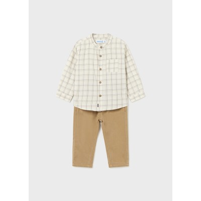 Long sleeve shirt pants set - BEIGE 36M