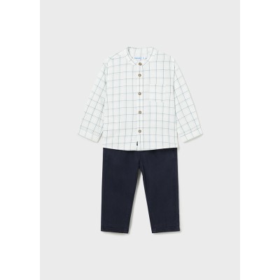 Long Sleeve Shirt Pants Set - NAVY BLUE 12M