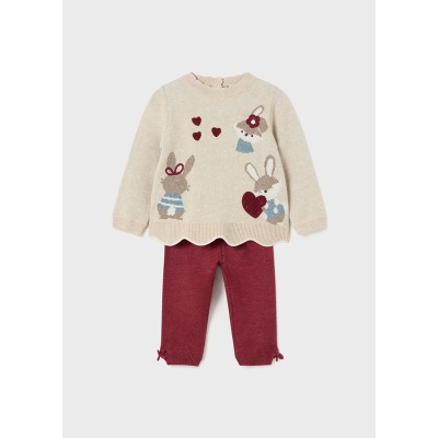 Knitted pants set - RED 12M