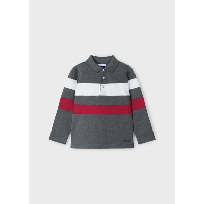 Color block long sleeve polo shirt - GRAY 7Y