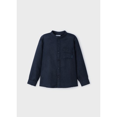 Long sleeve mao collar shirt - NAVY BLUE 2Y