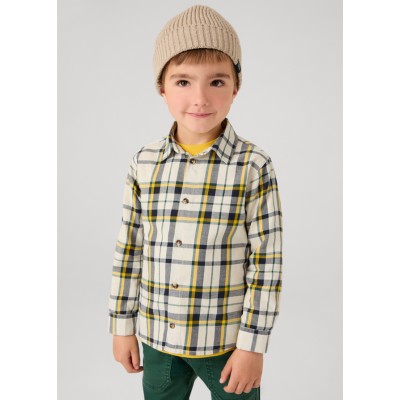 Long Sleeve Plaid Shirt - YELLOW 7Y