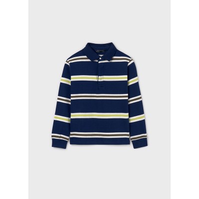 Long Sleeve Striped Polo - GREEN 12Y