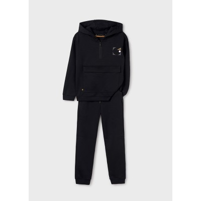 Zipper pullover tracksuit - BLACK 10Y