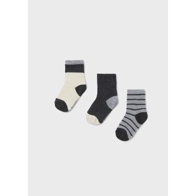 Set of 3 striped socks - GRAY 6M