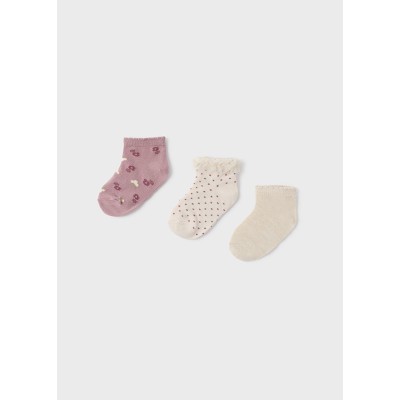 Set of 3 socks - ROSE PETAL 12M