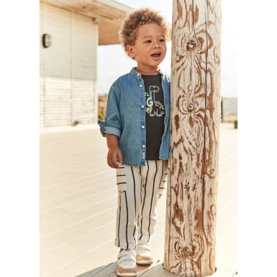 Striped long pants - CREAM 12M