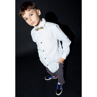 Bow tie shirt - WHITE 12Y