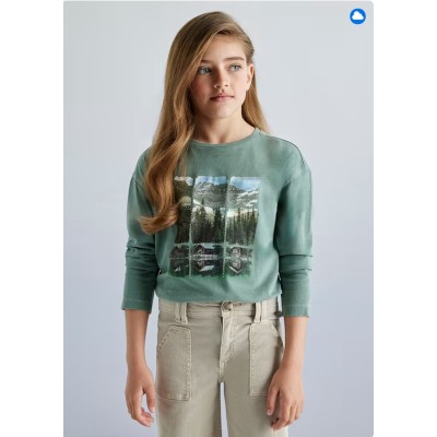 Long sleeve dyed blouse - GREEN 16Y