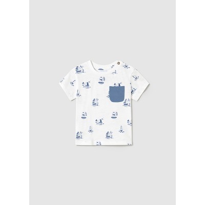 Short-sleeved blouse with prints - BLUE 24M