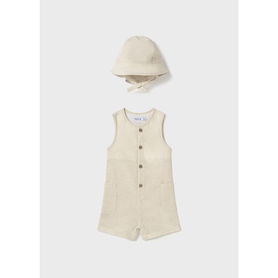 Jumpsuit with hat - LIGHT BEIGE 12M