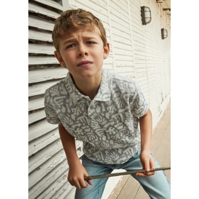 Short sleeve printed polo shirt - WHITE 8Y