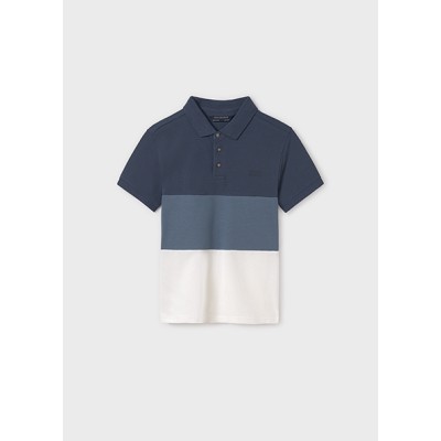 Short sleeve blocking polo shirt - BLUE 10Y