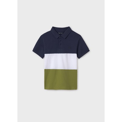 Short sleeve blocking polo shirt - GREEN 8Y