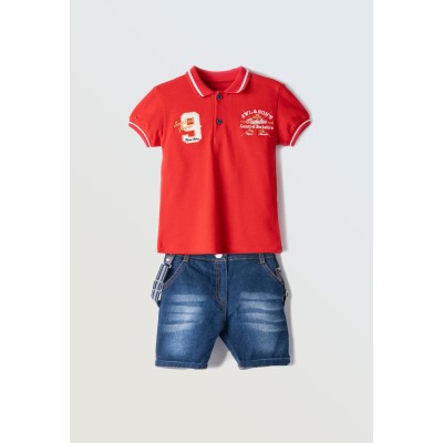 Polo jeans bermuda set - RED 6Y