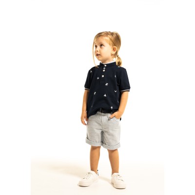 Bermuda shorts and polo shirt set - BLUE 2Y