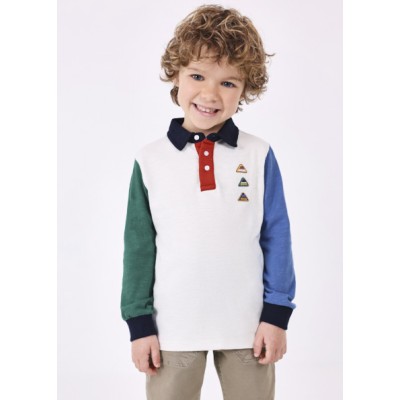 Flame long sleeve polo shirt - CYAN 8Y