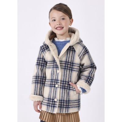 Double Breasted Plaid Coat - NAVY BLUE 4Y