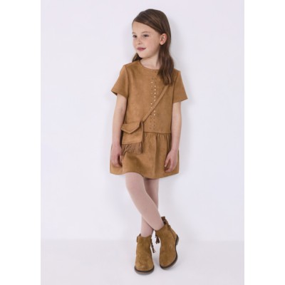 Suede dress - 6Y BROWN